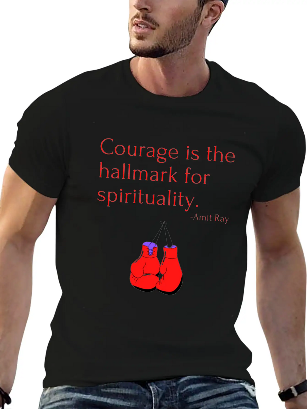 Courage Is The Hallmark For Spirituality Amit Ray Casual Graphic T-Shirt – Simple And Comfortable Daily Wear