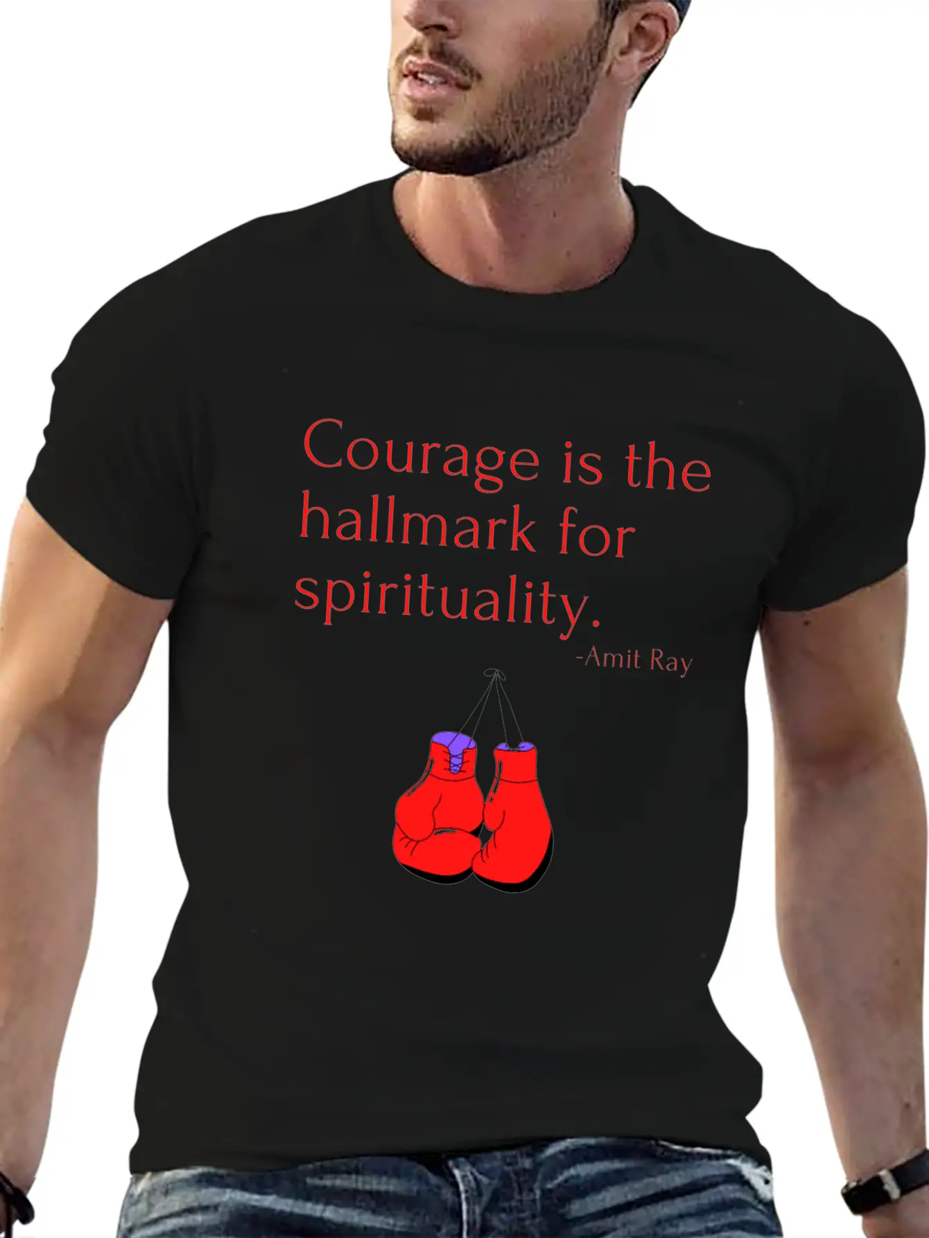 Courage Is The Hallmark For Spirituality Amit Ray Casual Graphic T-Shirt – Simple And Comfortable Daily Wear