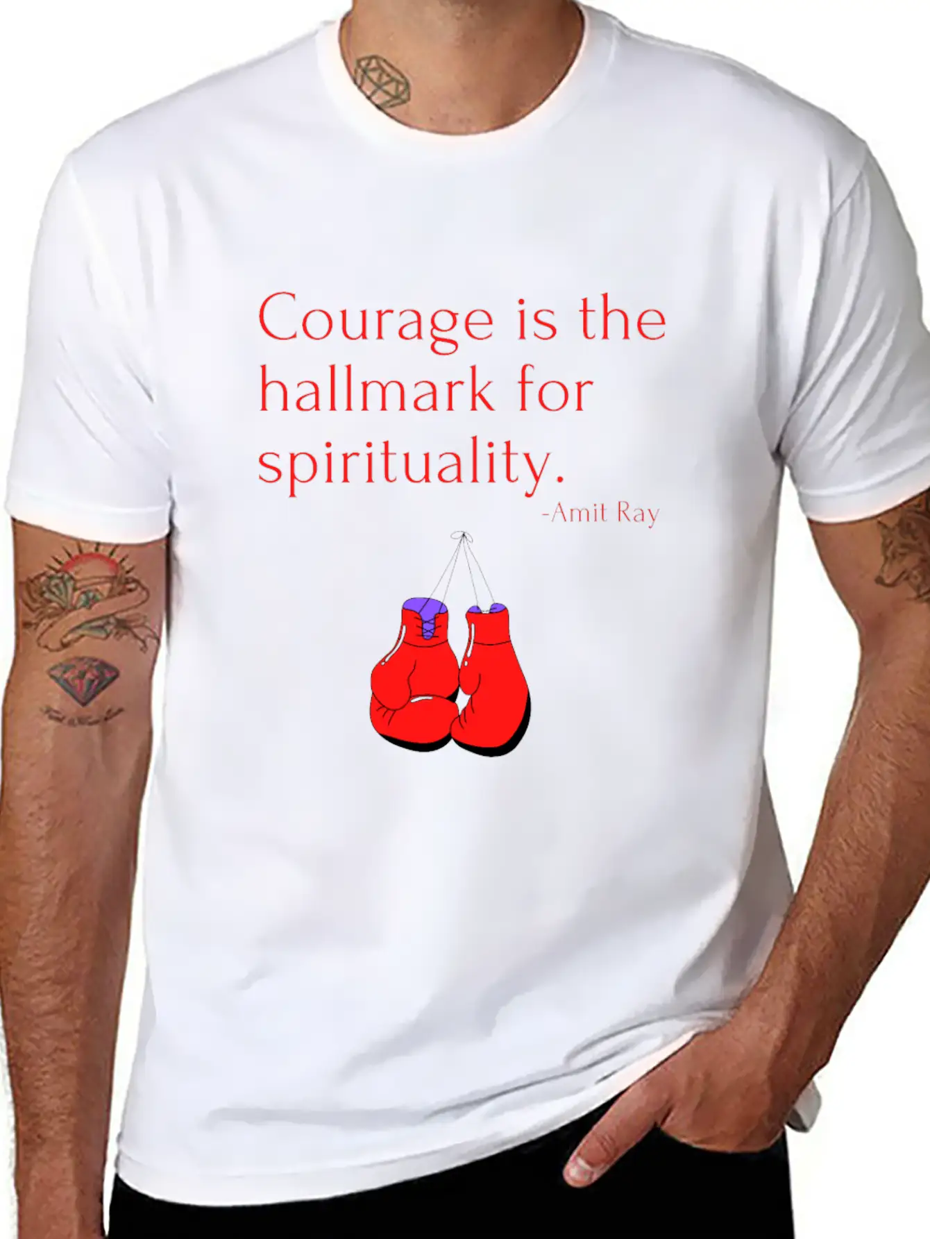 Courage Is The Hallmark For Spirituality Amit Ray Casual Graphic T-Shirt – Simple And Comfortable Daily Wear