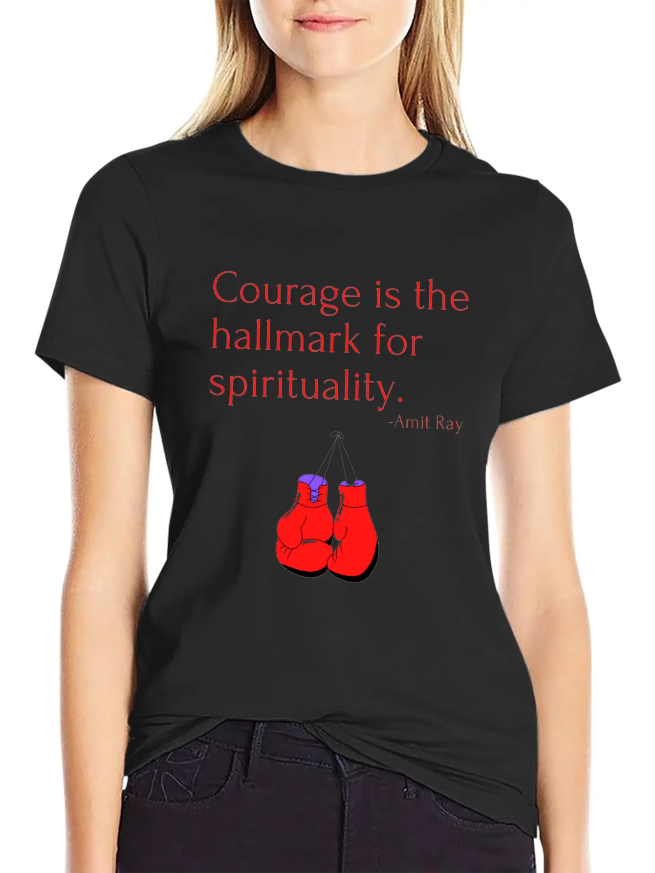 Courage Is The Hallmark For Spirituality Amit Ray Casual Graphic T-Shirt – Simple And Comfortable Daily Wear
