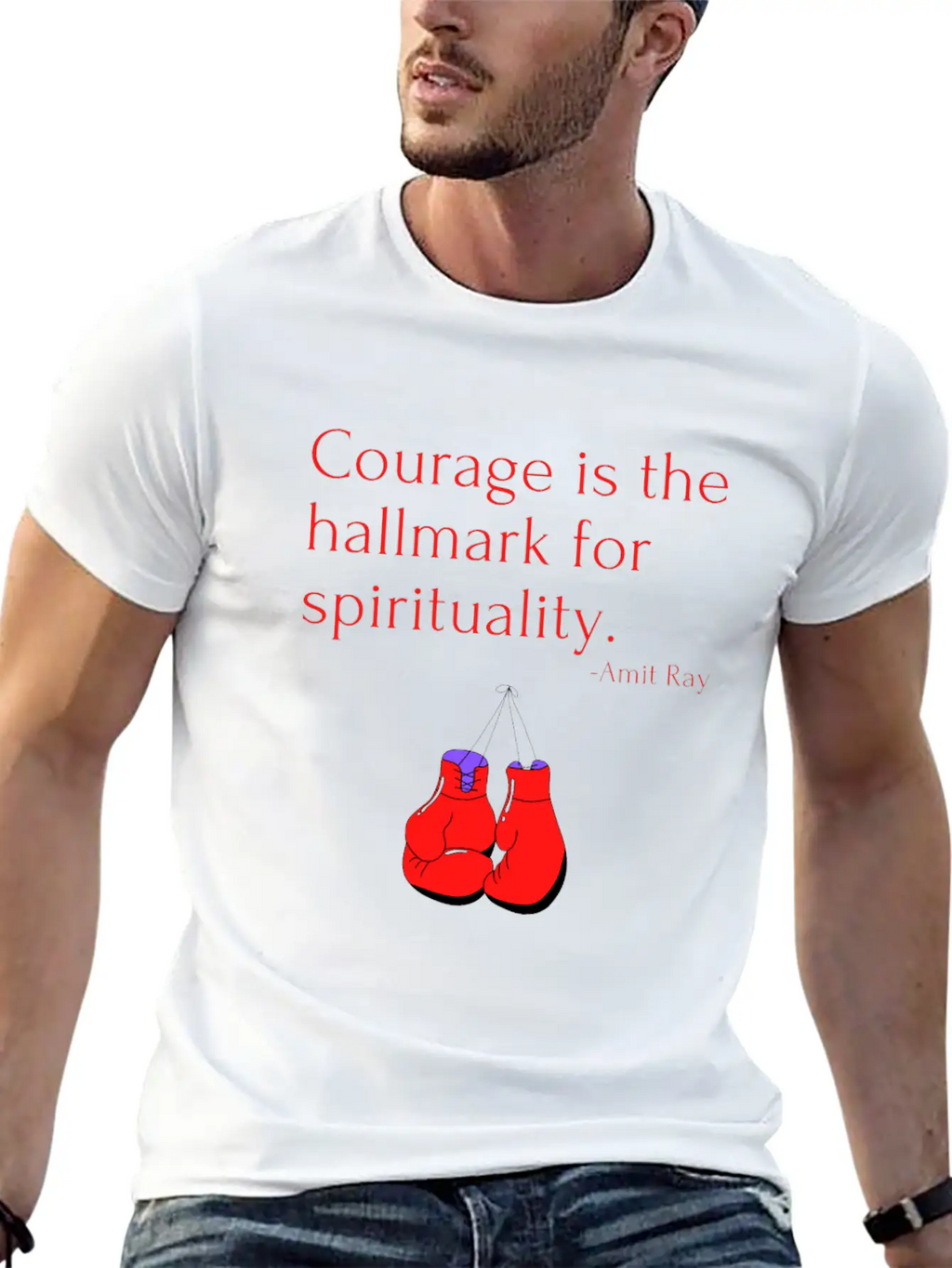 Courage Is The Hallmark For Spirituality Amit Ray Casual Graphic T-Shirt – Simple And Comfortable Daily Wear
