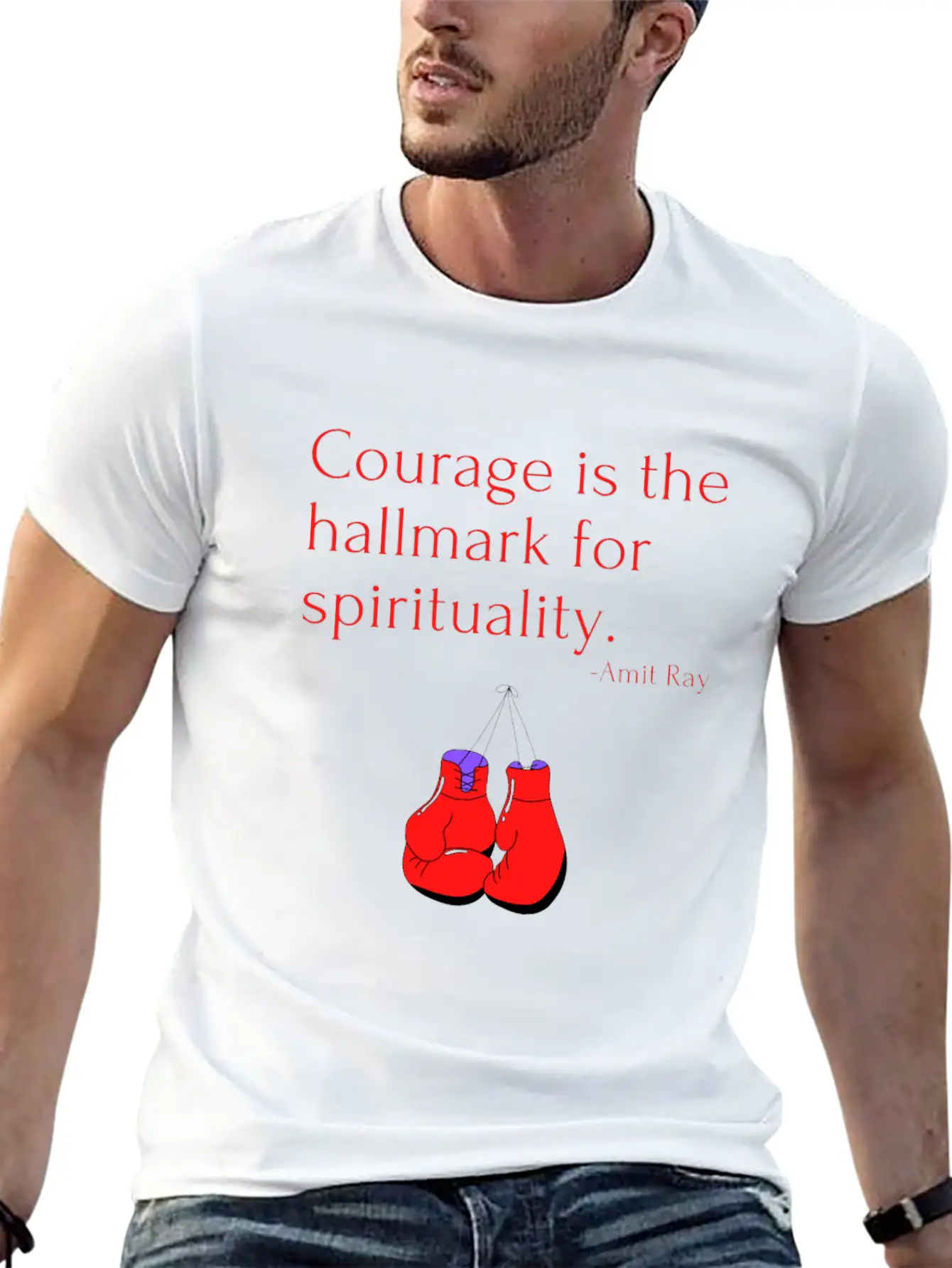 Courage Is The Hallmark For Spirituality Amit Ray Casual Graphic T-Shirt – Simple And Comfortable Daily Wear