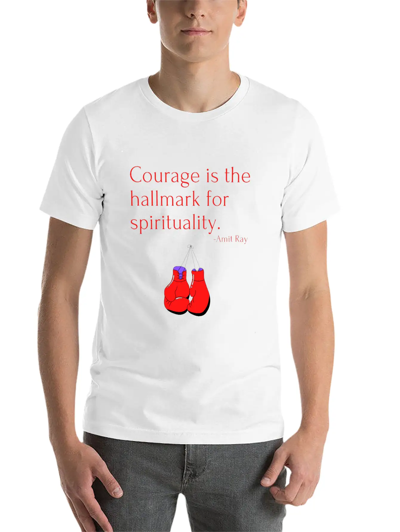 Courage Is The Hallmark For Spirituality Amit Ray Casual Graphic T-Shirt – Simple And Comfortable Daily Wear