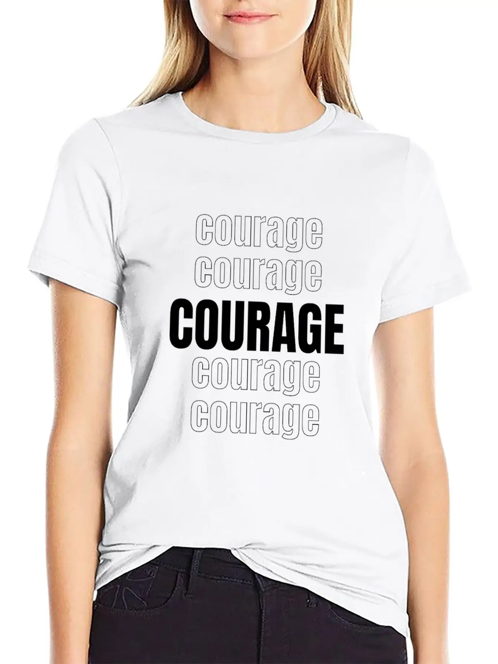 Courage (repeating Words) Unisex Casual T-Shirt – Clean Design For Daily Comfort