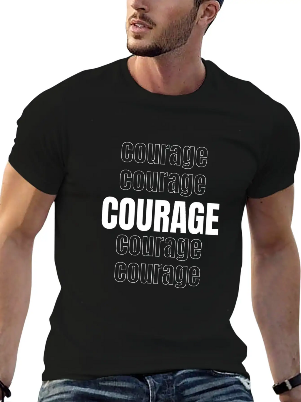 Courage (repeating Words) Unisex Casual T-Shirt – Clean Design For Daily Comfort