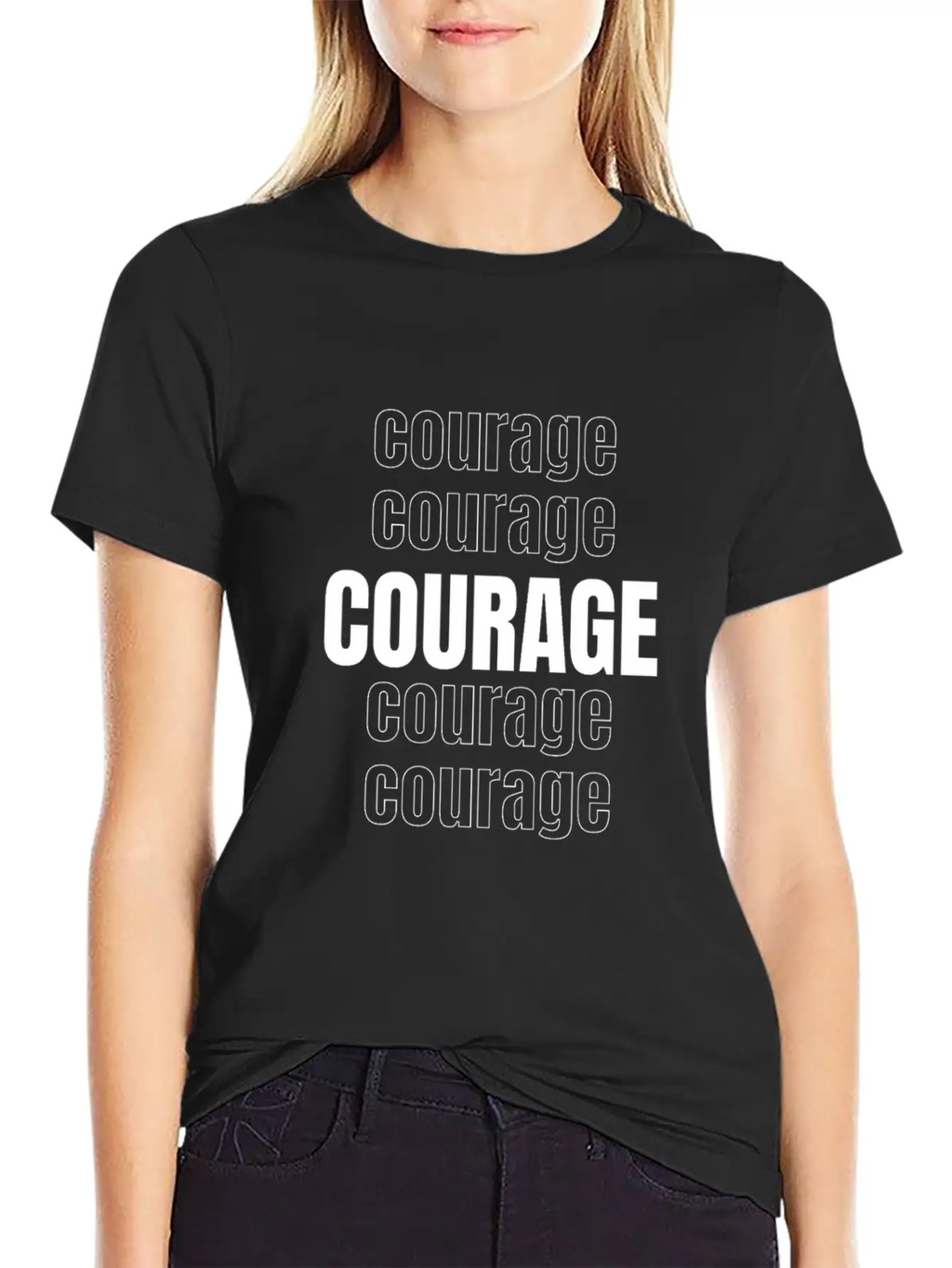 Courage (repeating Words) Unisex Casual T-Shirt – Clean Design For Daily Comfort