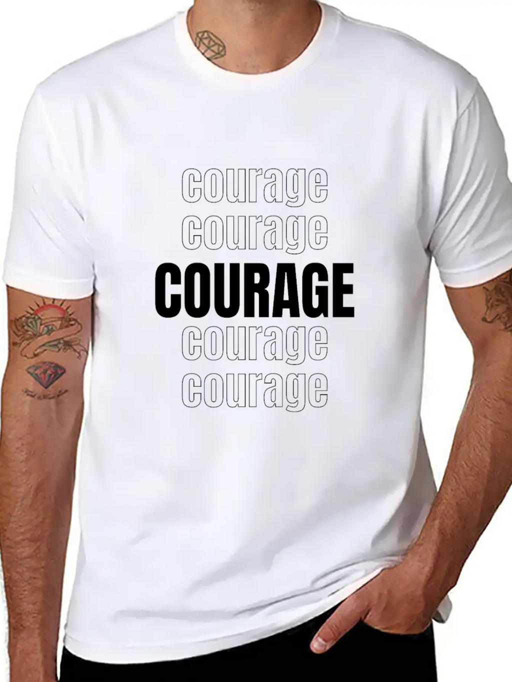 Courage (repeating Words) Unisex Casual T-Shirt – Clean Design For Daily Comfort