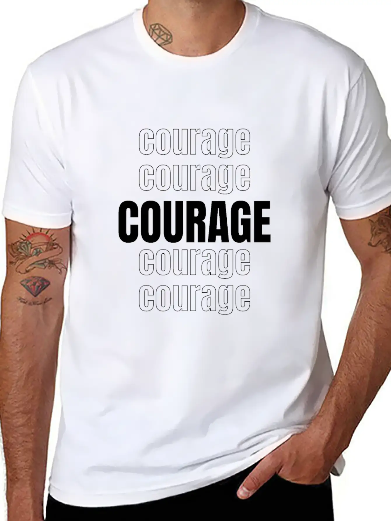 Courage (repeating Words) Unisex Casual T-Shirt – Clean Design For Daily Comfort