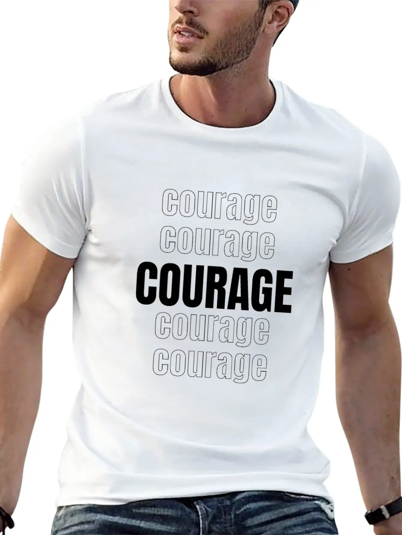 Courage (repeating Words) Unisex Casual T-Shirt – Clean Design For Daily Comfort