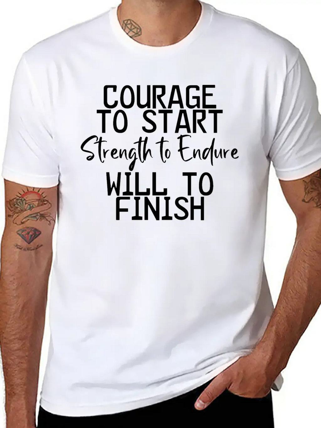 Courage To Start, Strength Endure, Will To Finish4 Breathable Soft Cotton T-Shirt – Timeless Casual Look