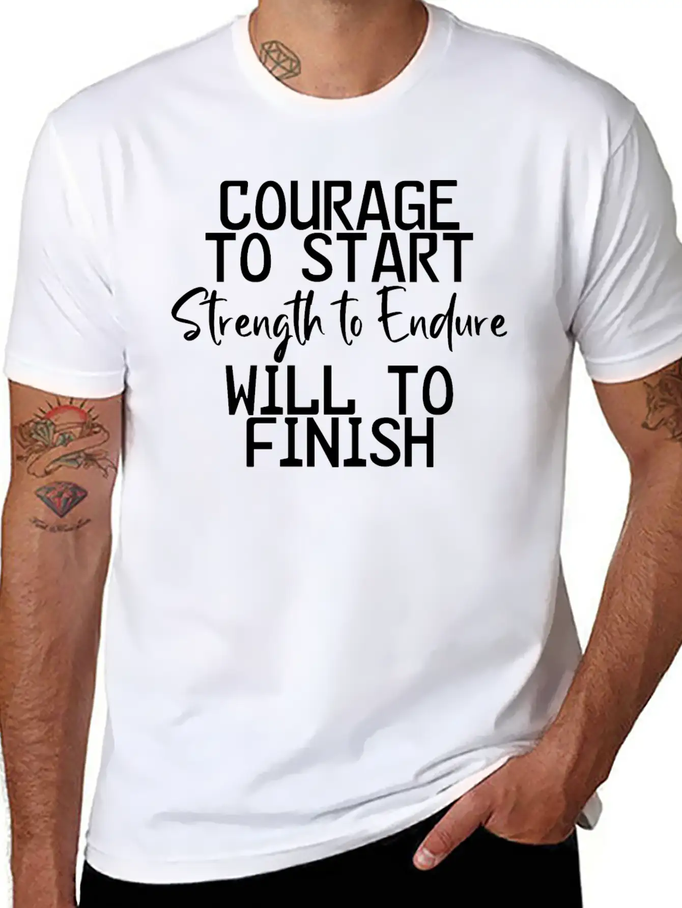Courage To Start, Strength Endure, Will To Finish4 Breathable Soft Cotton T-Shirt – Timeless Casual Look