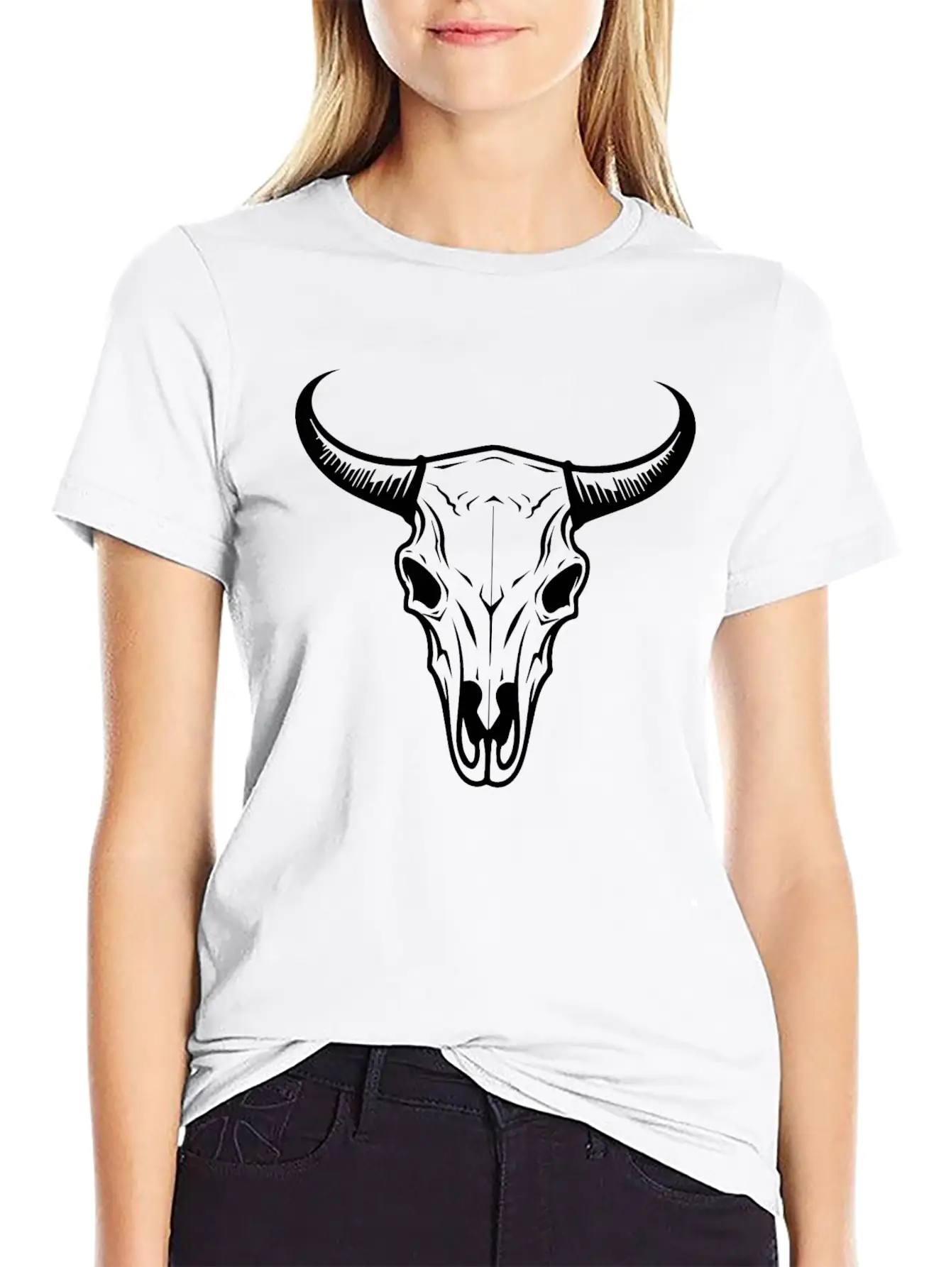 Cow Skull Boho Unisex Casual T-Shirt – Clean Design For Daily Comfort
