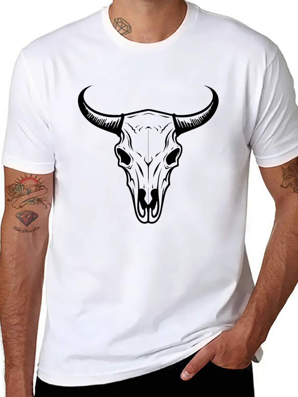 Cow Skull Boho Unisex Casual T-Shirt – Clean Design For Daily Comfort