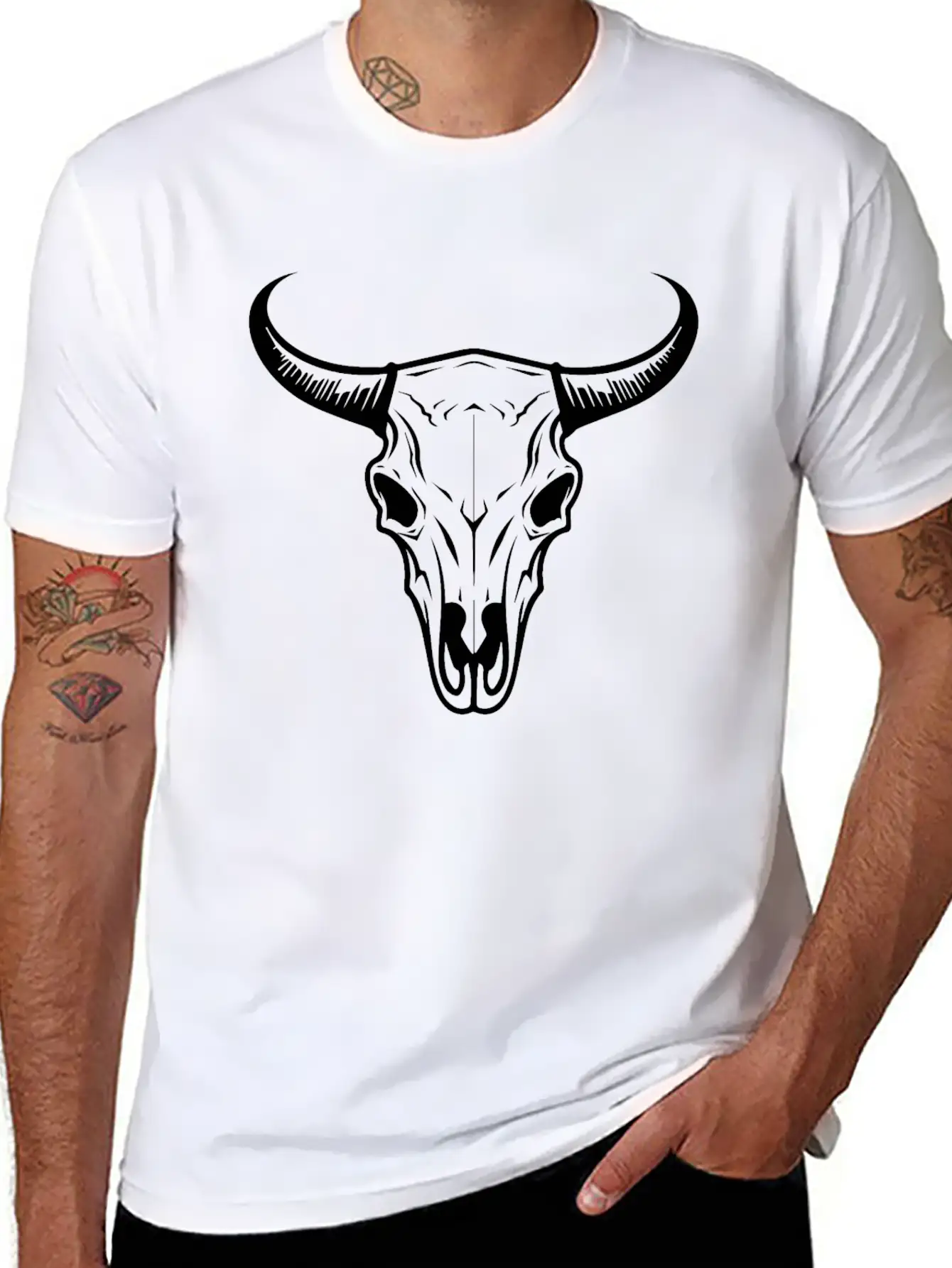 Cow Skull Boho Unisex Casual T-Shirt – Clean Design For Daily Comfort
