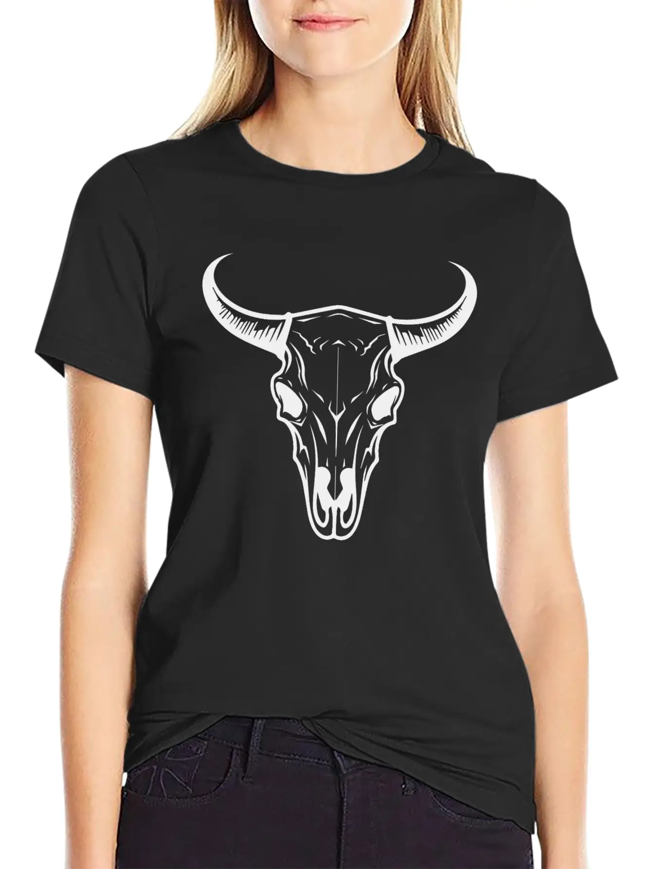 Cow Skull Boho Unisex Casual T-Shirt – Clean Design For Daily Comfort