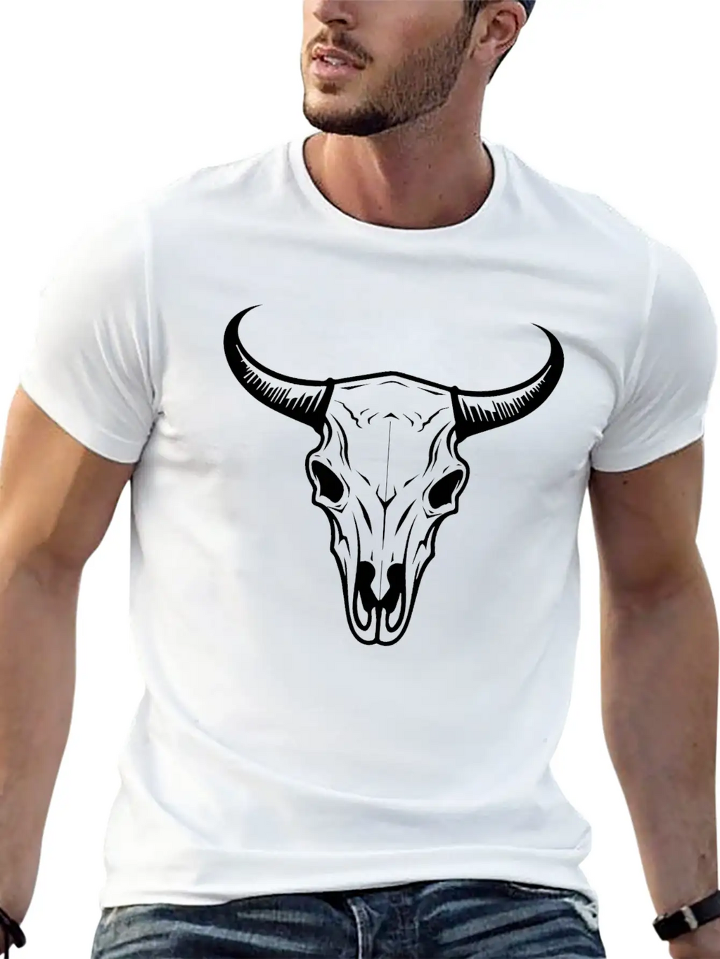 Cow Skull Boho Unisex Casual T-Shirt – Clean Design For Daily Comfort