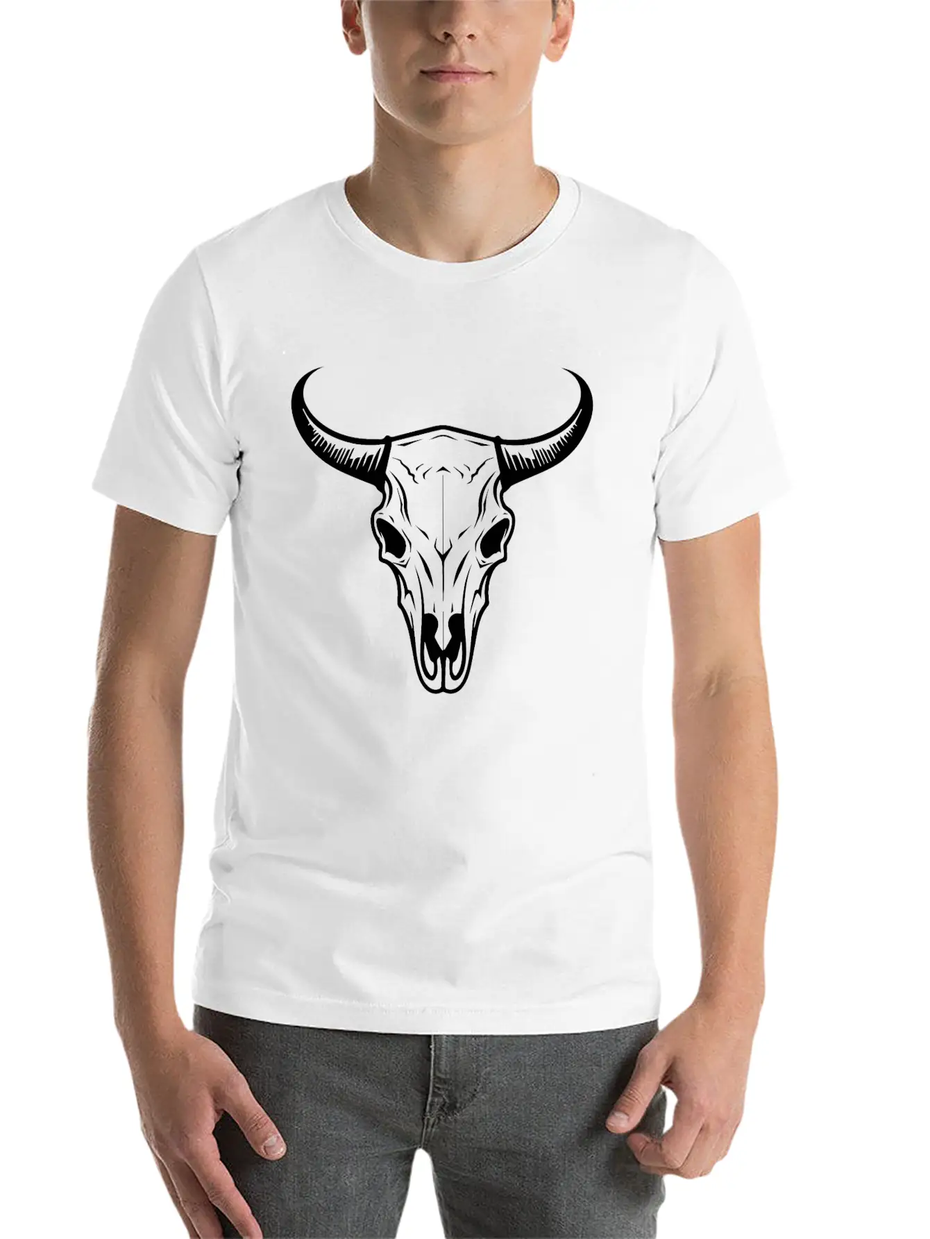 Cow Skull Boho Unisex Casual T-Shirt – Clean Design For Daily Comfort