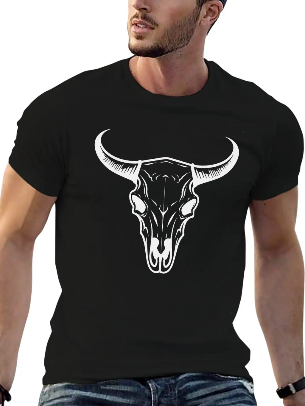 Cow Skull Boho Unisex Casual T-Shirt – Clean Design For Daily Comfort