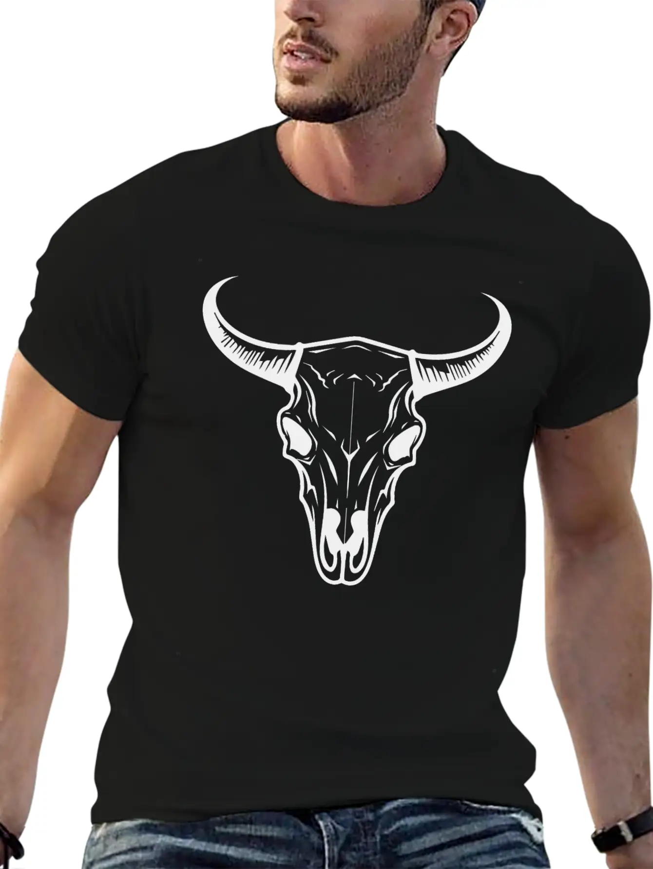 Cow Skull Boho Unisex Casual T-Shirt – Clean Design For Daily Comfort