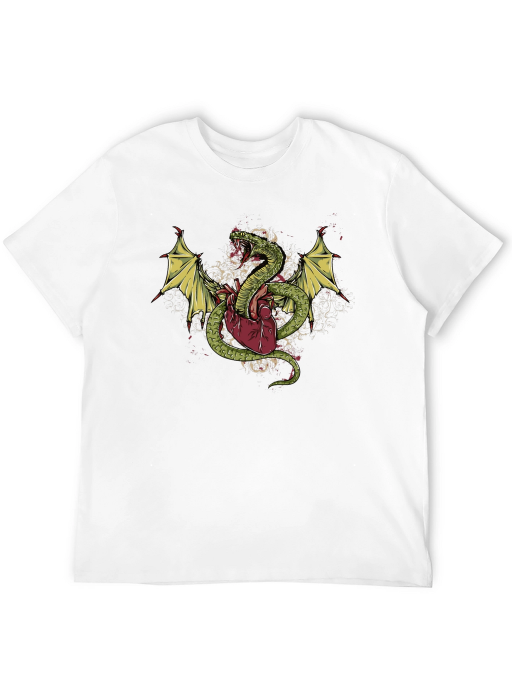 Snake & Heart Graphic T-Shirt - Edgy Style