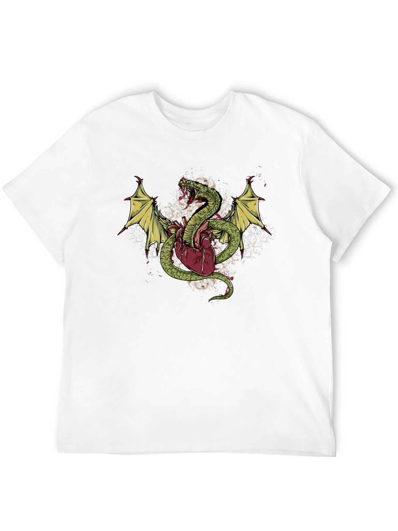 Snake & Heart Graphic T-Shirt - Edgy Style