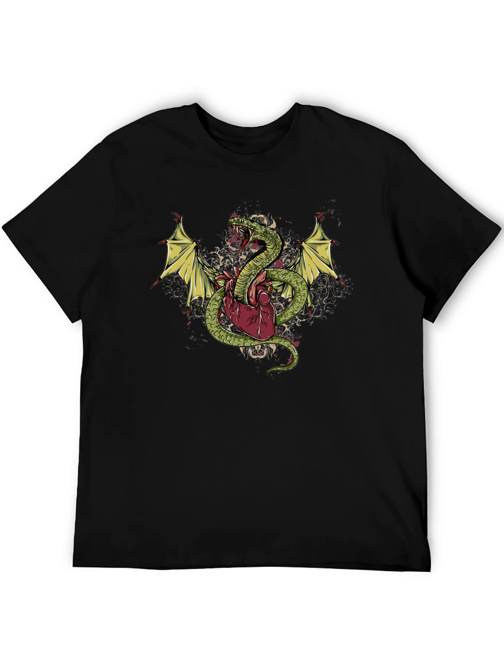 Snake & Heart Graphic T-Shirt - Edgy Style
