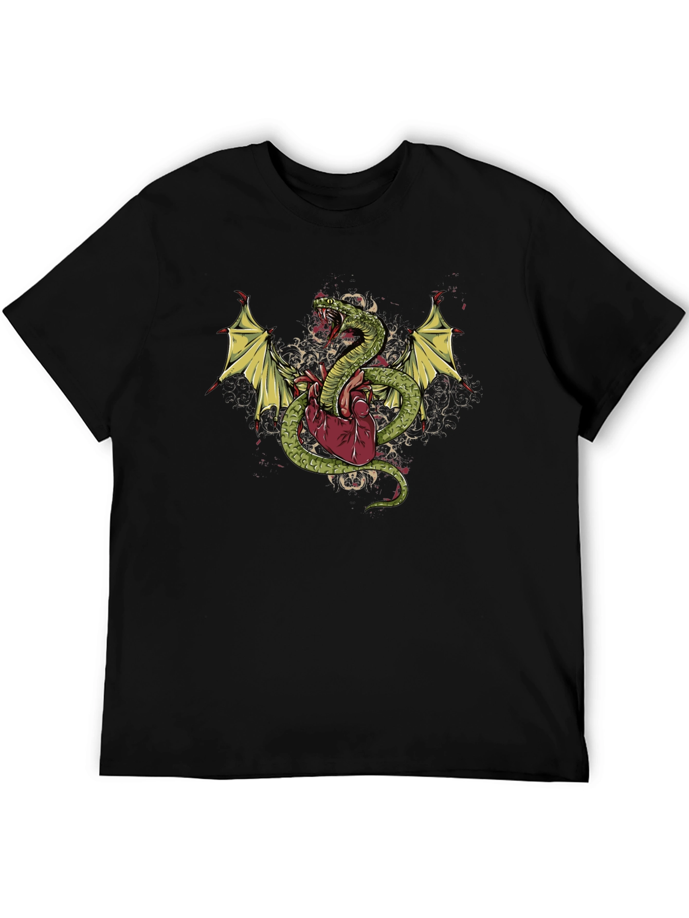 Snake & Heart Graphic T-Shirt - Edgy Style