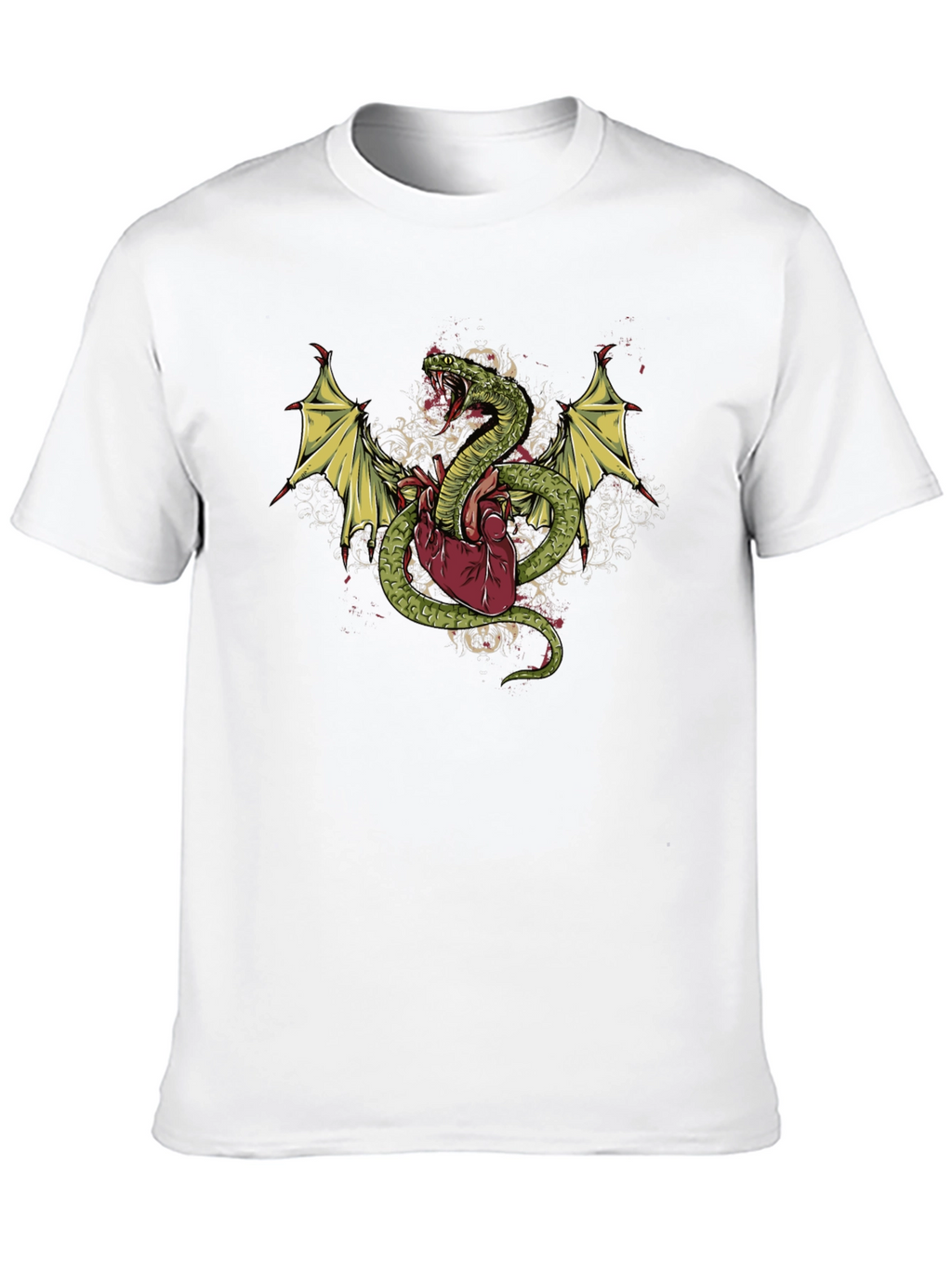 Snake & Heart Graphic T-Shirt - Edgy Style