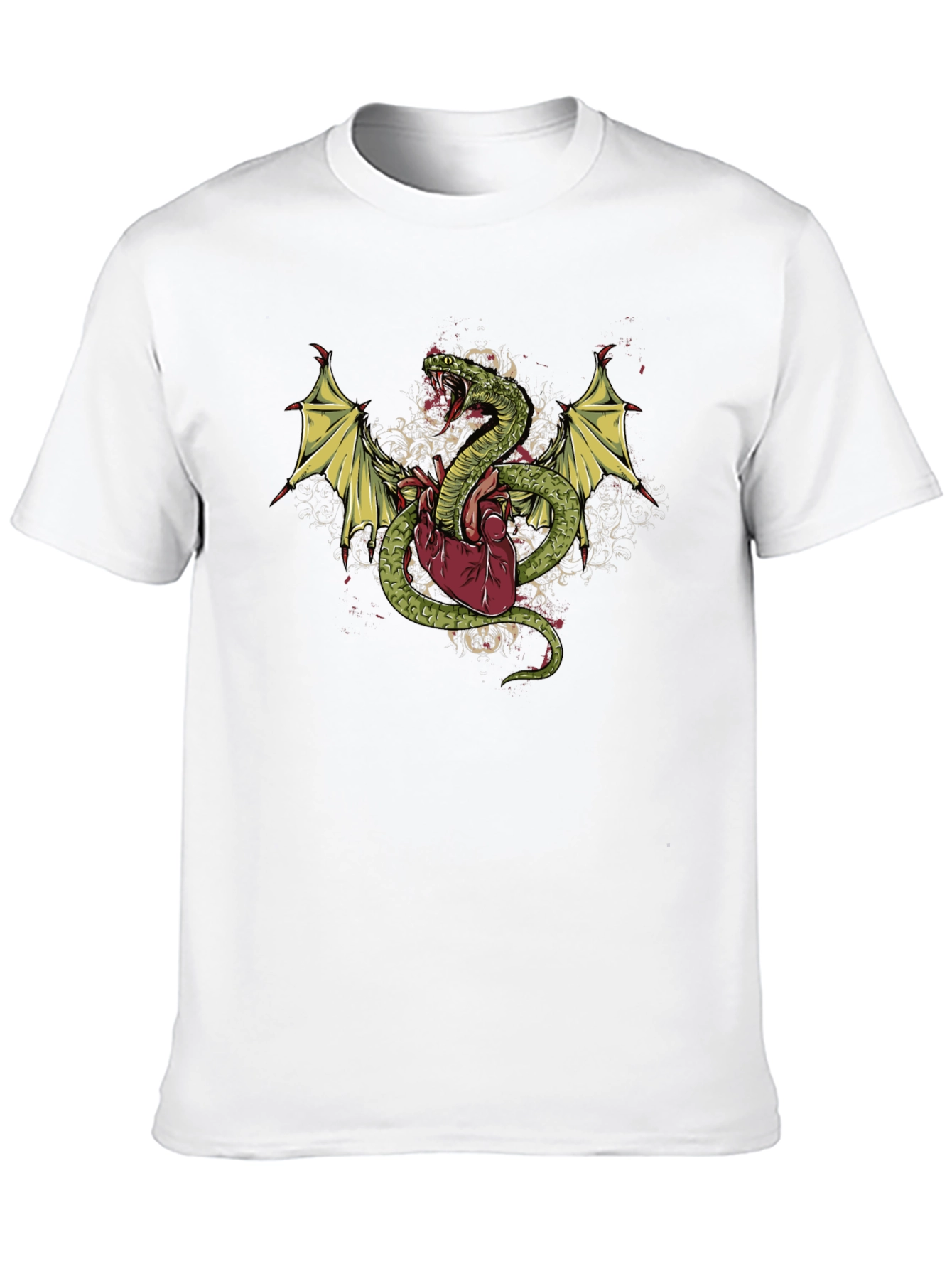 Snake & Heart Graphic T-Shirt - Edgy Style