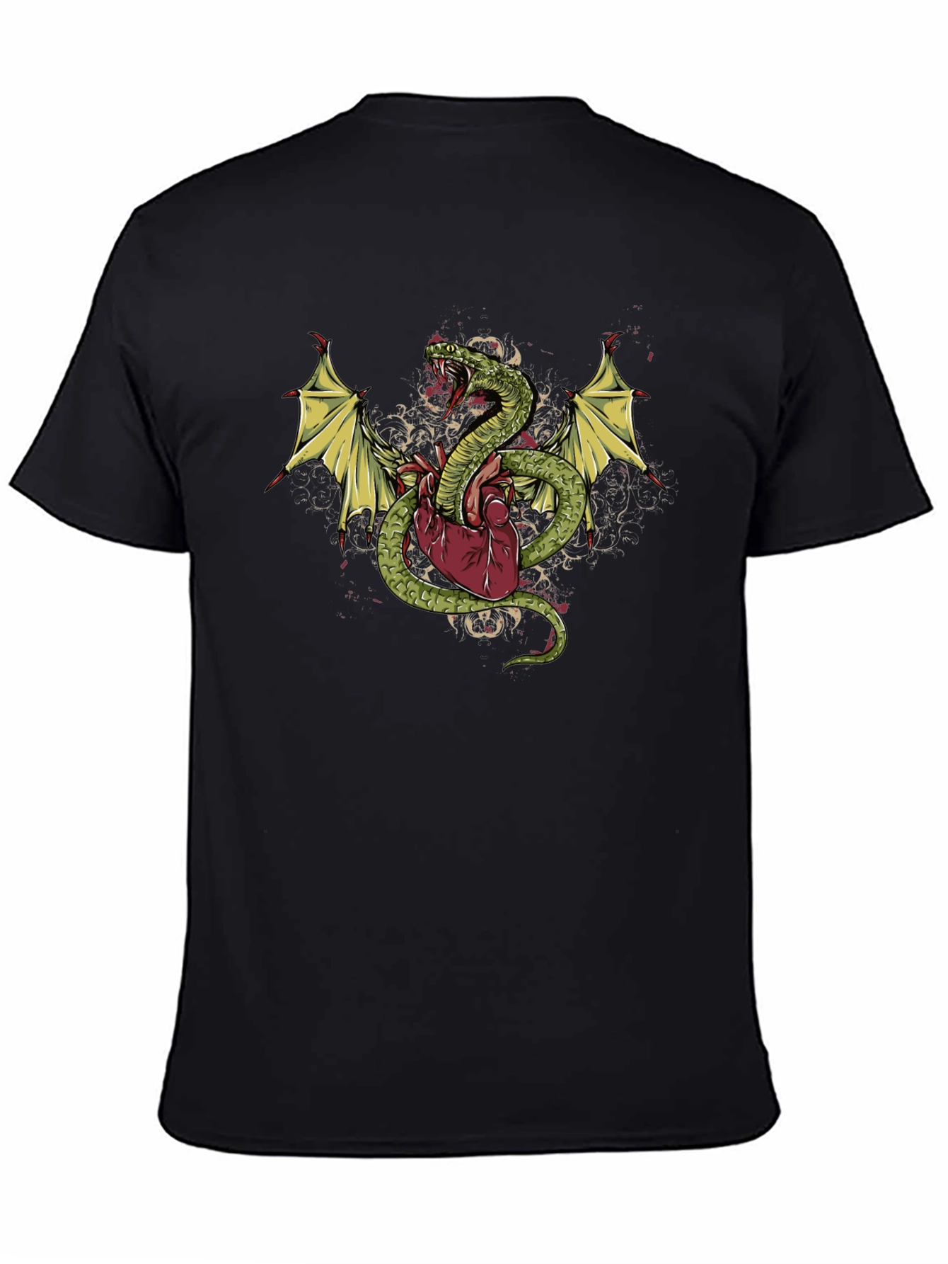 Snake & Heart Graphic T-Shirt - Edgy Style