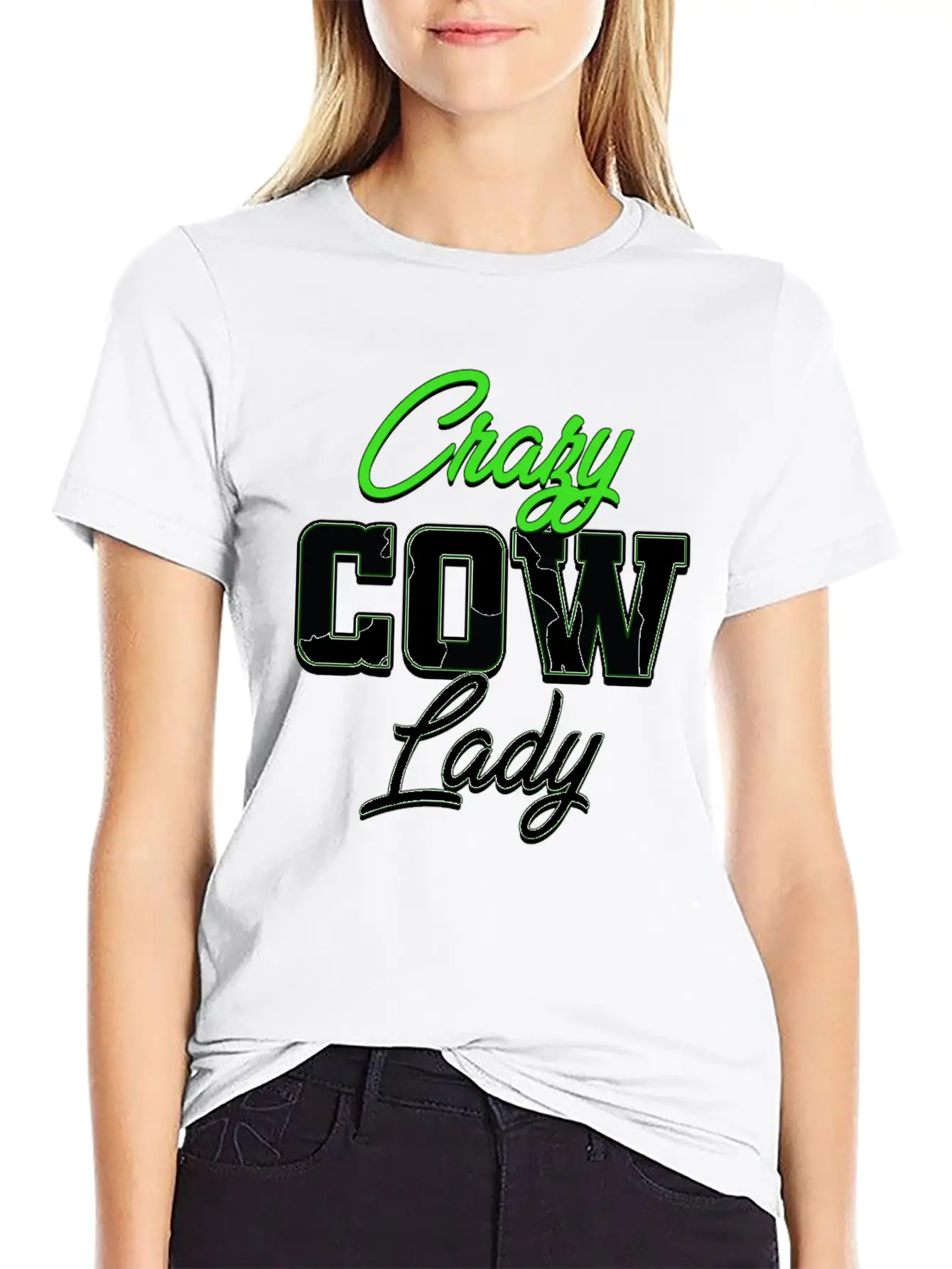Crazy Cow Lady Unisex Casual T-Shirt – Clean Design For Daily Comfort