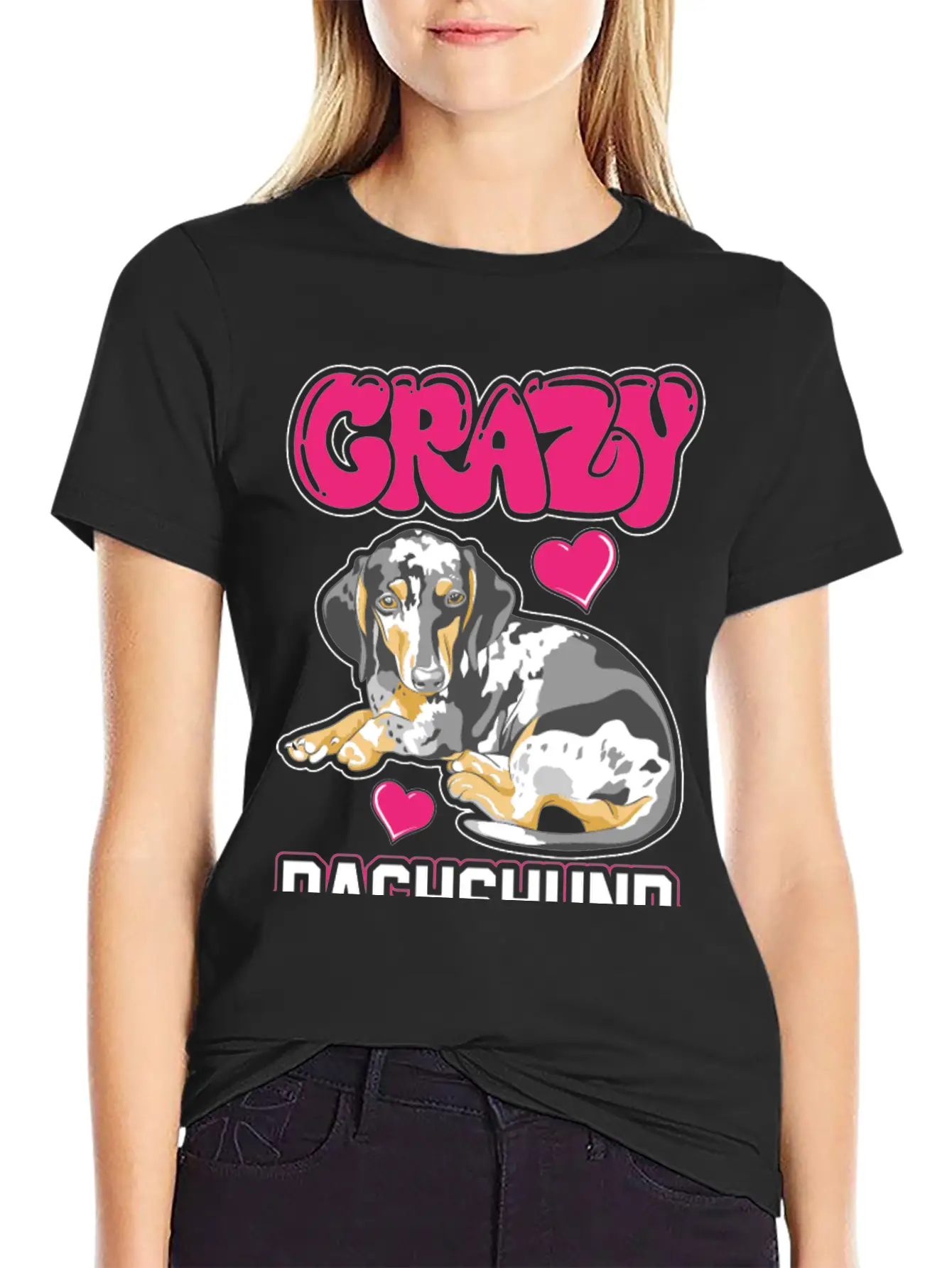 Crazy Dachshund Lady Unisex Casual T-Shirt – Clean Design For Daily Comfort