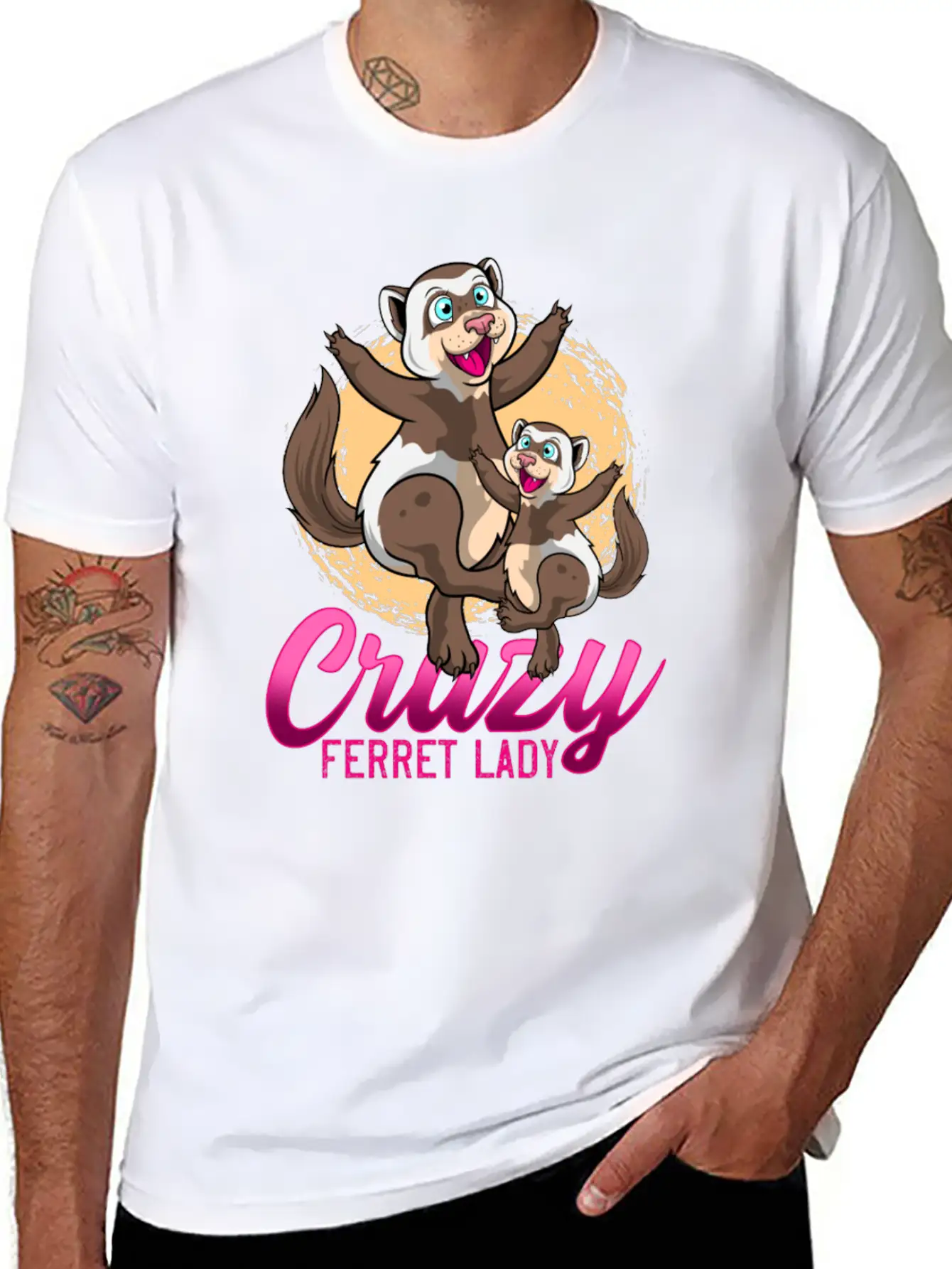 Crazy Ferret Lady Unisex Casual T-Shirt – Clean Design For Daily Comfort
