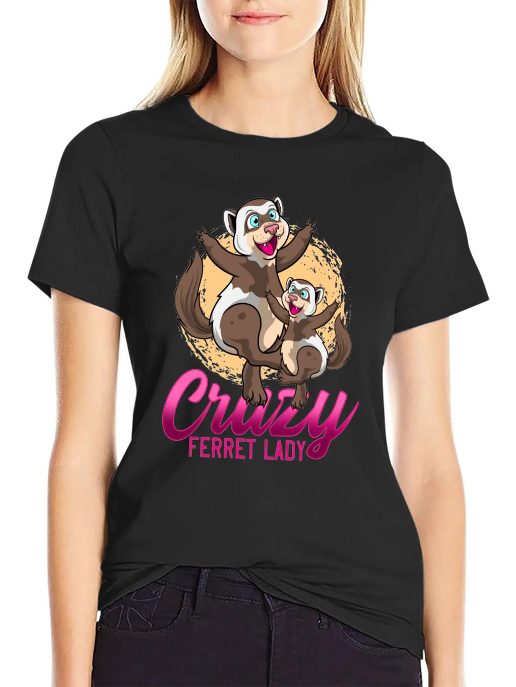 Crazy Ferret Lady Unisex Casual T-Shirt – Clean Design For Daily Comfort