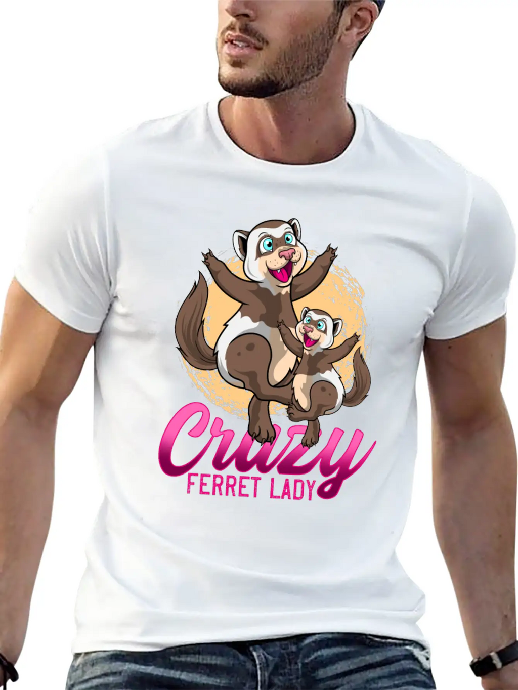 Crazy Ferret Lady Unisex Casual T-Shirt – Clean Design For Daily Comfort