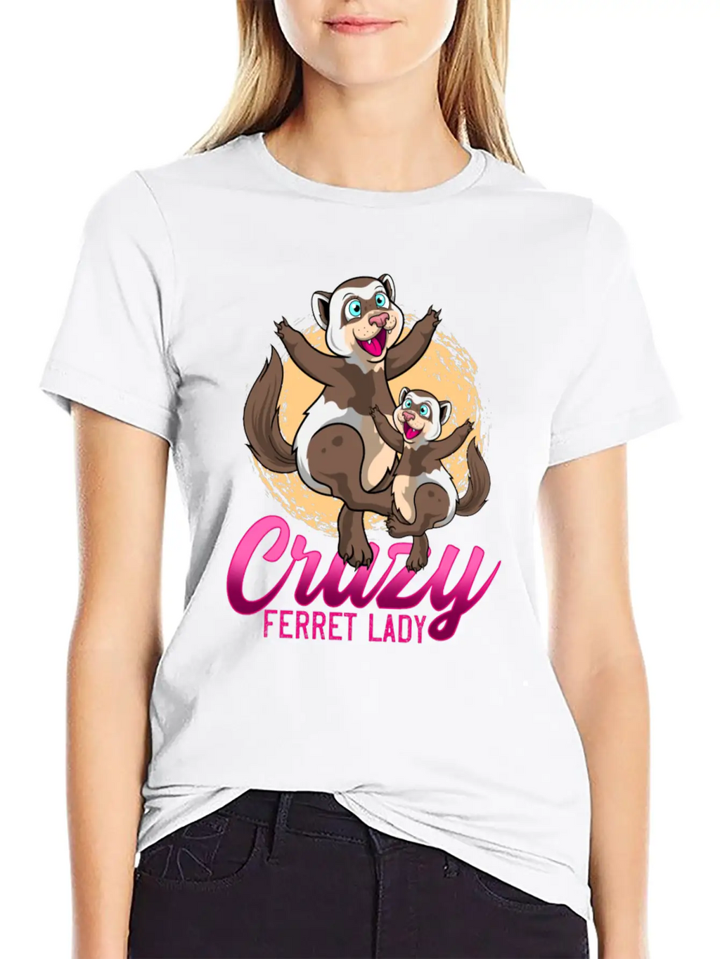 Crazy Ferret Lady Unisex Casual T-Shirt – Clean Design For Daily Comfort