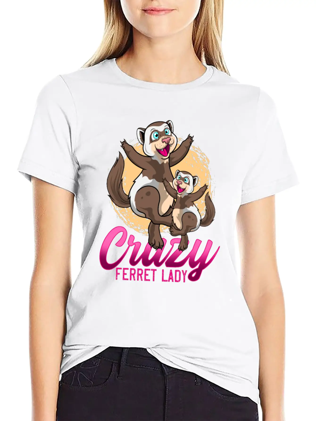 Crazy Ferret Lady Unisex Casual T-Shirt – Clean Design For Daily Comfort