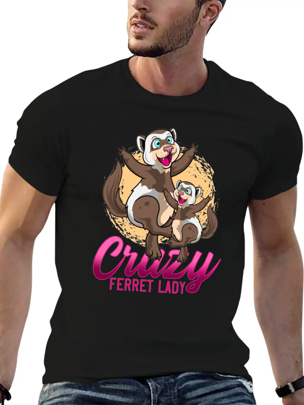 Crazy Ferret Lady Unisex Casual T-Shirt – Clean Design For Daily Comfort
