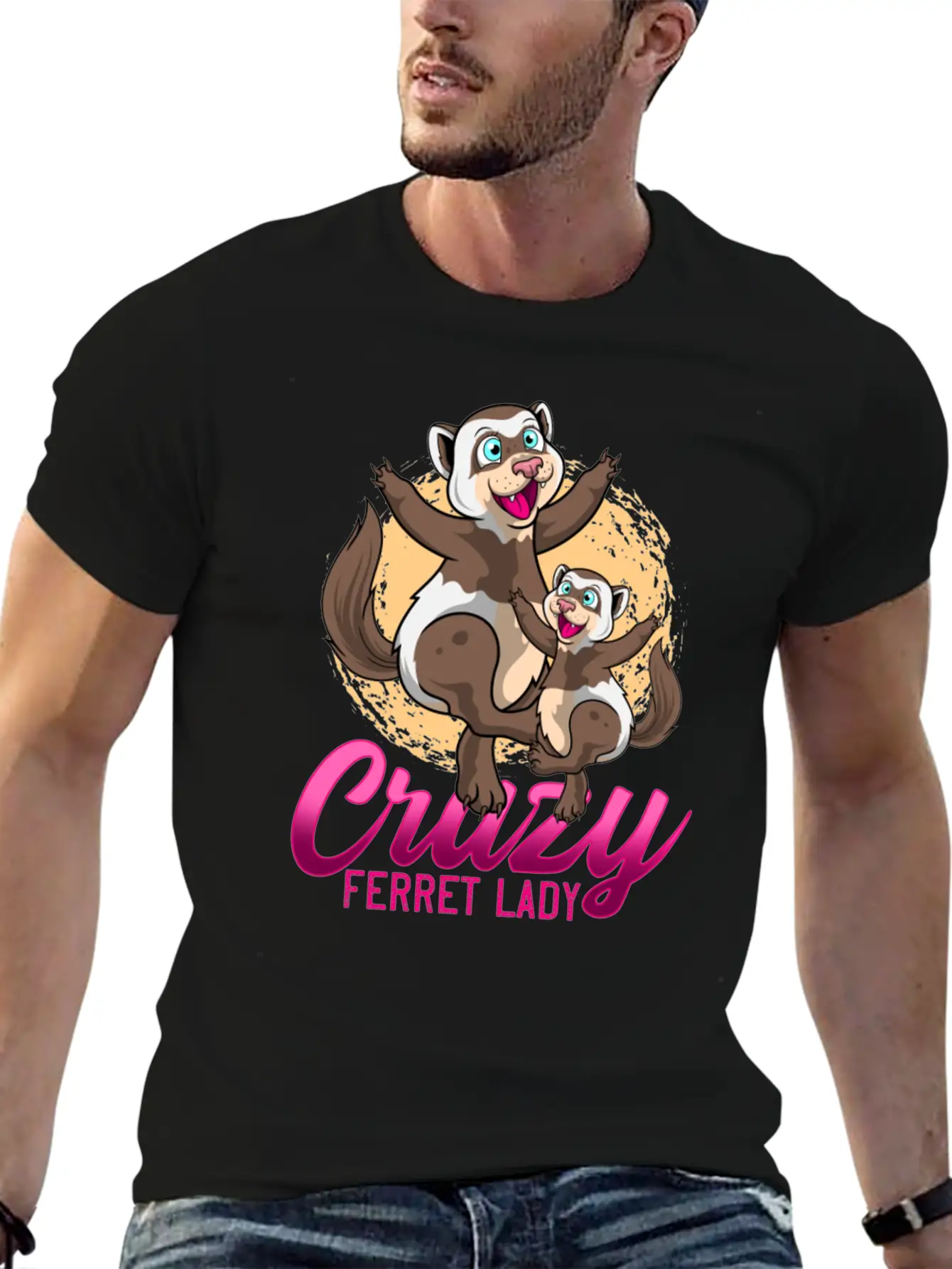 Crazy Ferret Lady Unisex Casual T-Shirt – Clean Design For Daily Comfort