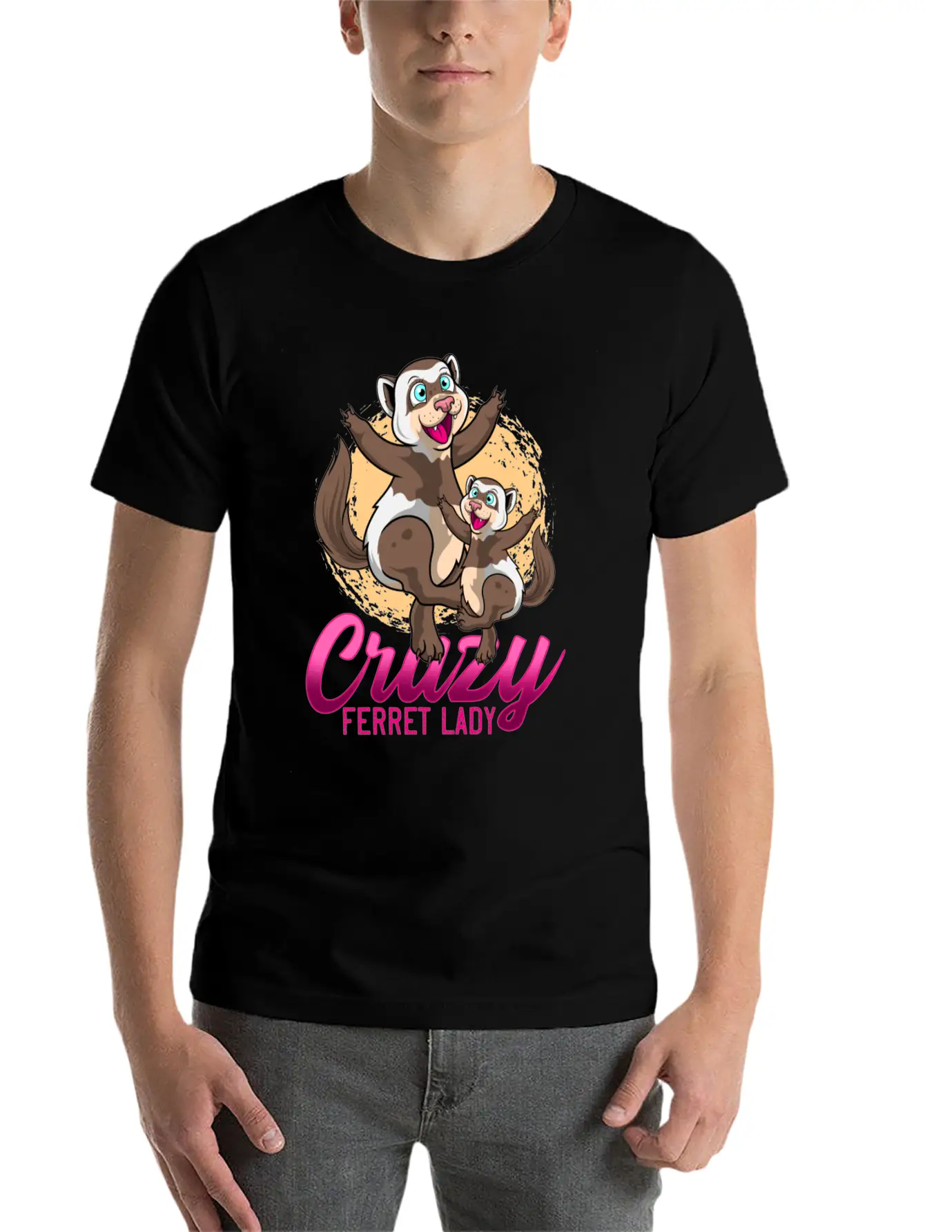 Crazy Ferret Lady Unisex Casual T-Shirt – Clean Design For Daily Comfort