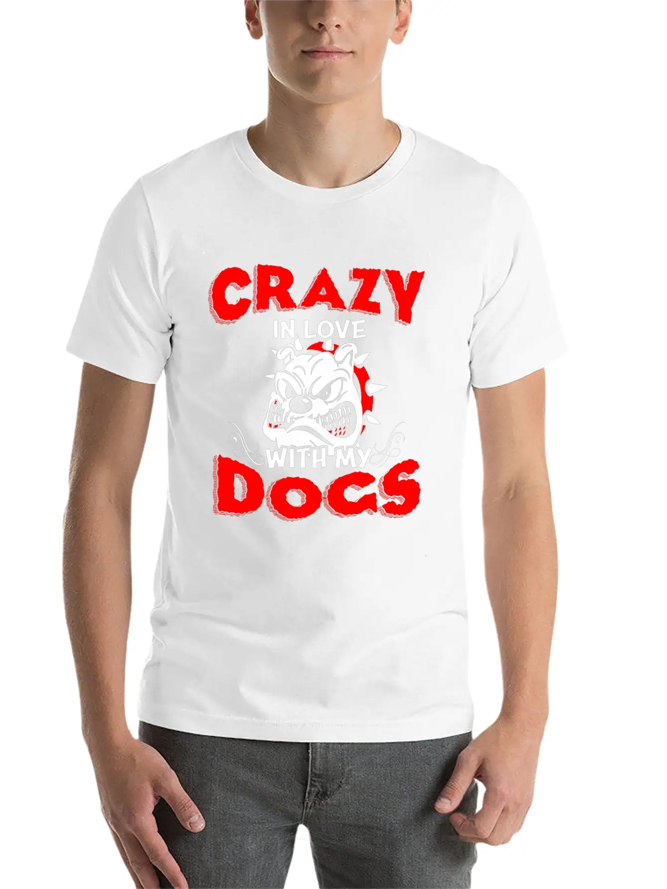 Crazy In Love With My Dogs T Shirt Stylish Everyday T-Shirt – Unisex Basic Cotton Tee