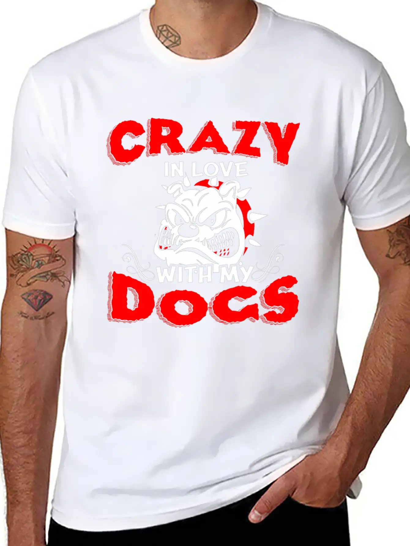 Crazy In Love With My Dogs T Shirt Stylish Everyday T-Shirt – Unisex Basic Cotton Tee