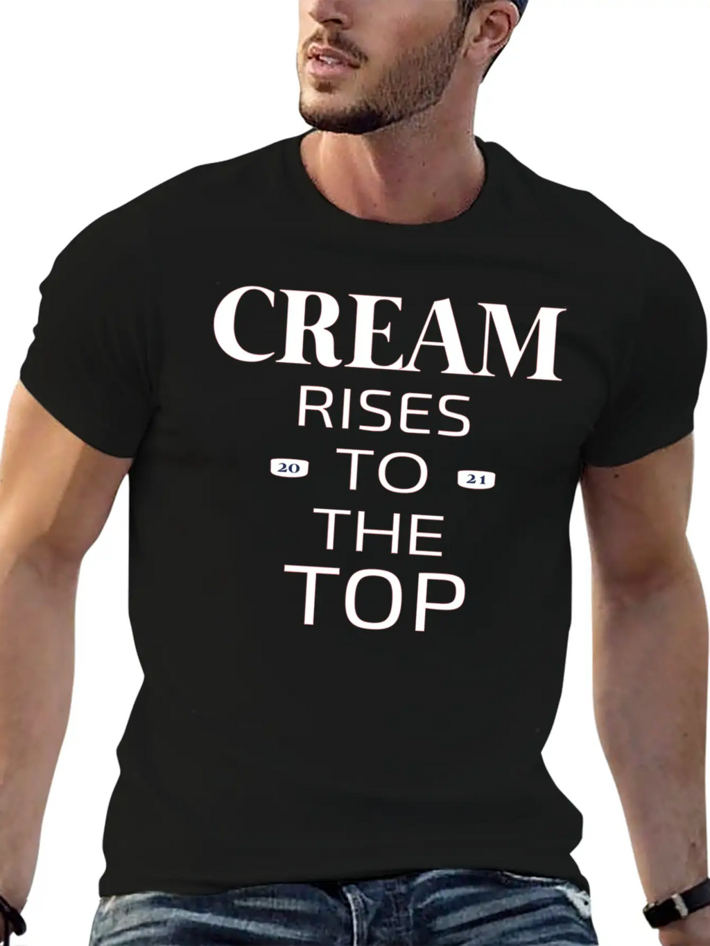 Cream Rises Casual Graphic T-Shirt – Simple And Comfortable Daily Wear