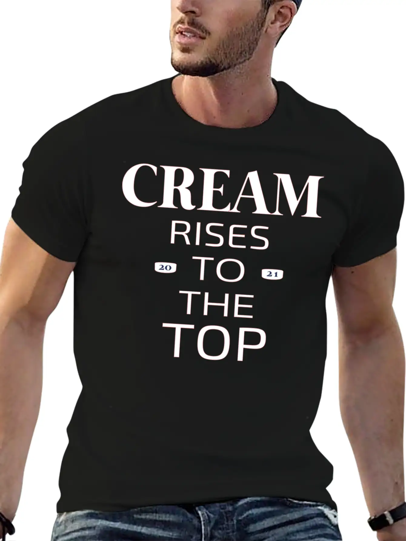 Cream Rises Casual Graphic T-Shirt – Simple And Comfortable Daily Wear