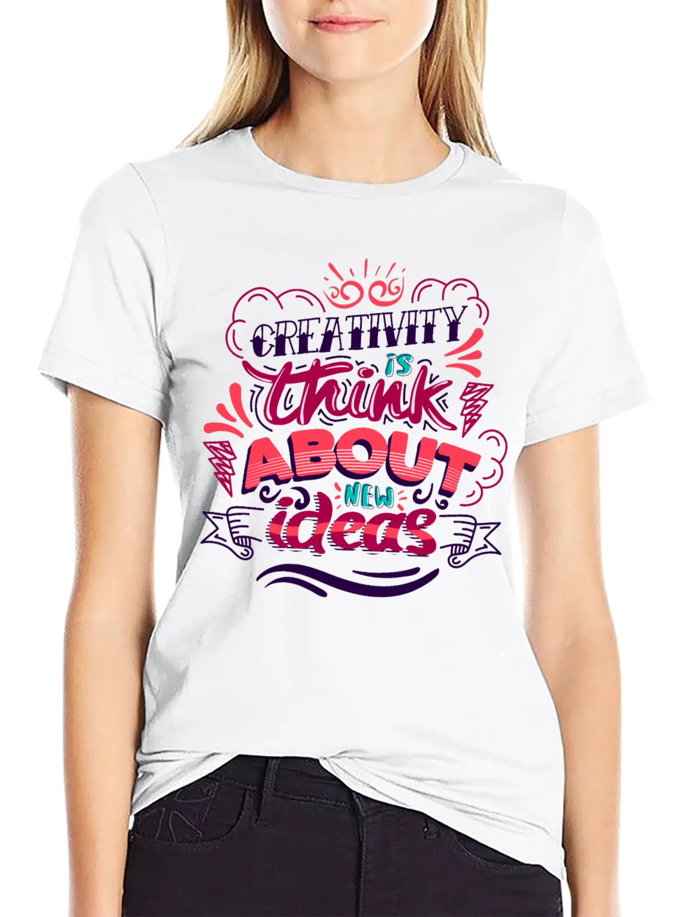 Creativity Quote Casual Graphic T-Shirt – Simple And Comfortable Daily Wear