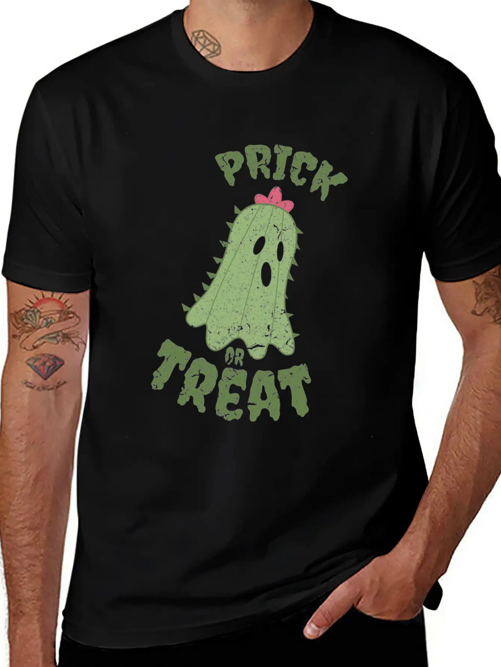 Creepy Ghost Cactus Gift Halloween Unisex Short Sleeve Soft Cotton T-Shirt – Casual Everyday Wear