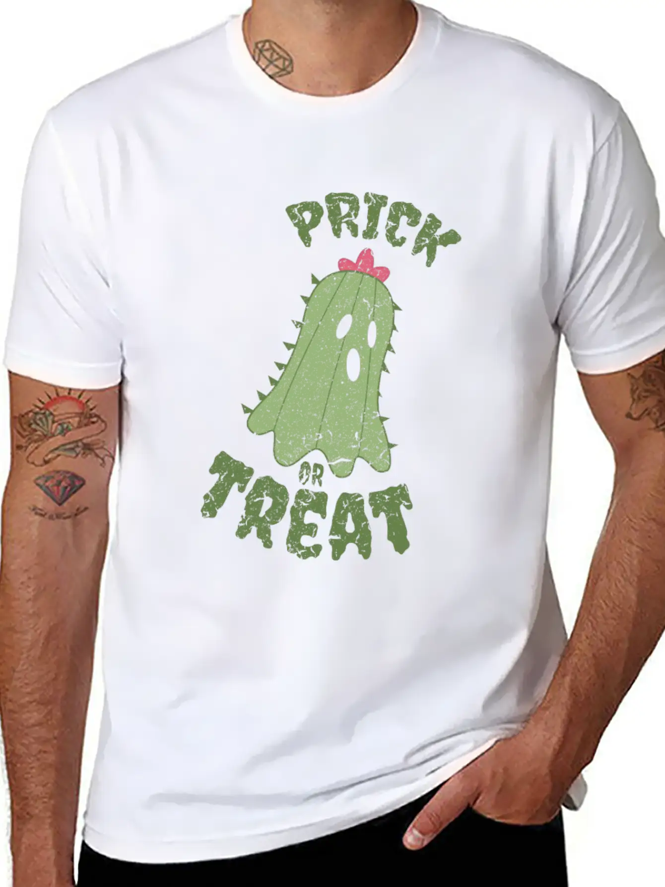 Creepy Ghost Cactus Gift Halloween Unisex Short Sleeve Soft Cotton T-Shirt – Casual Everyday Wear