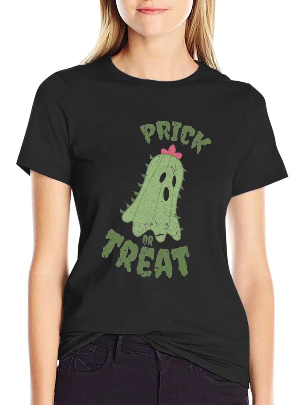 Creepy Ghost Cactus Gift Halloween Unisex Short Sleeve Soft Cotton T-Shirt – Casual Everyday Wear
