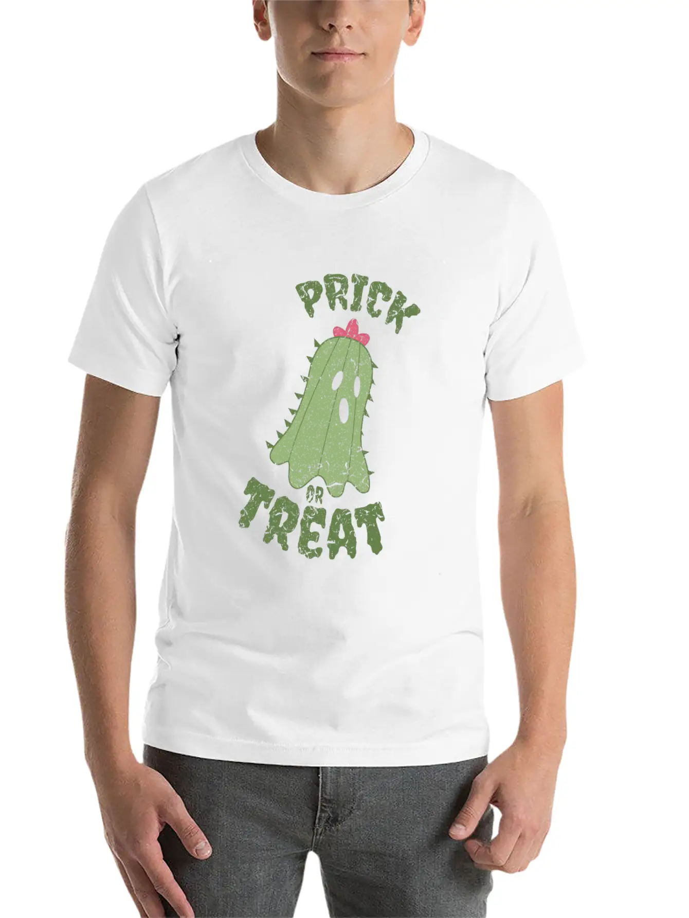 Creepy Ghost Cactus Gift Halloween Unisex Short Sleeve Soft Cotton T-Shirt – Casual Everyday Wear