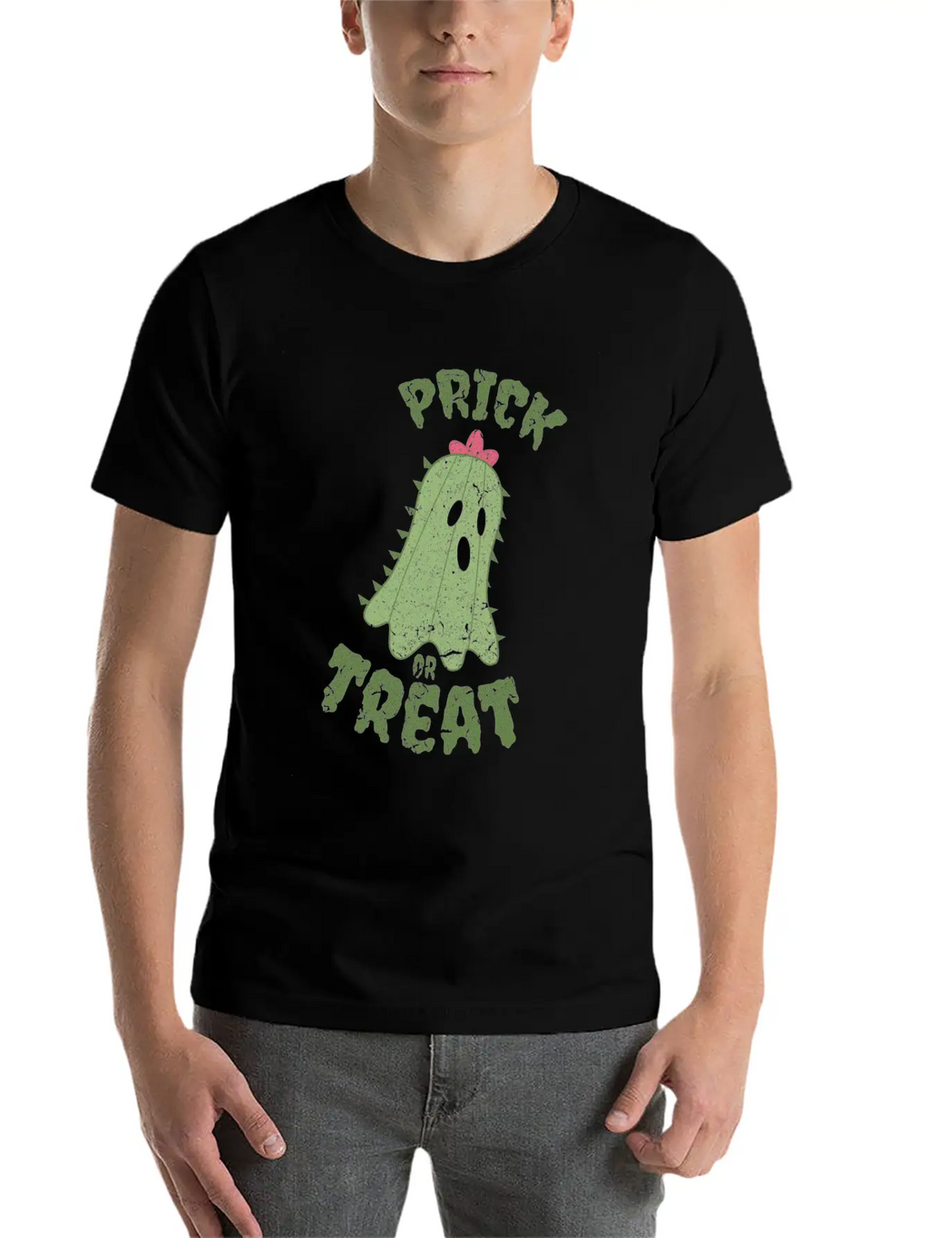 Creepy Ghost Cactus Gift Halloween Unisex Short Sleeve Soft Cotton T-Shirt – Casual Everyday Wear